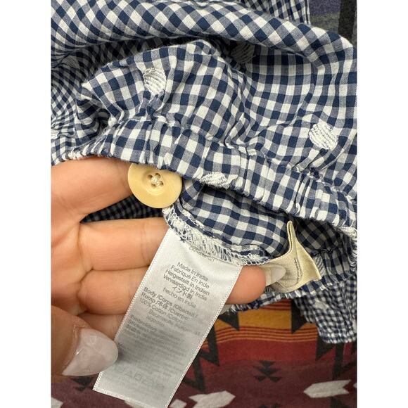 Madewell Women Gingham Button Back XXS Blouse Prairie Cottage Polka Dot - Picture 6 of 6
